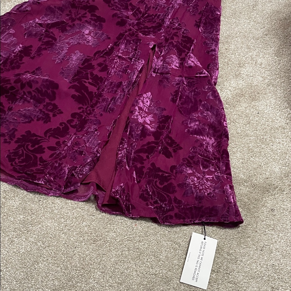 Yumi Kim Velvet Floral Slip Dress in Deep Berry NWT - Picture 2 of 6